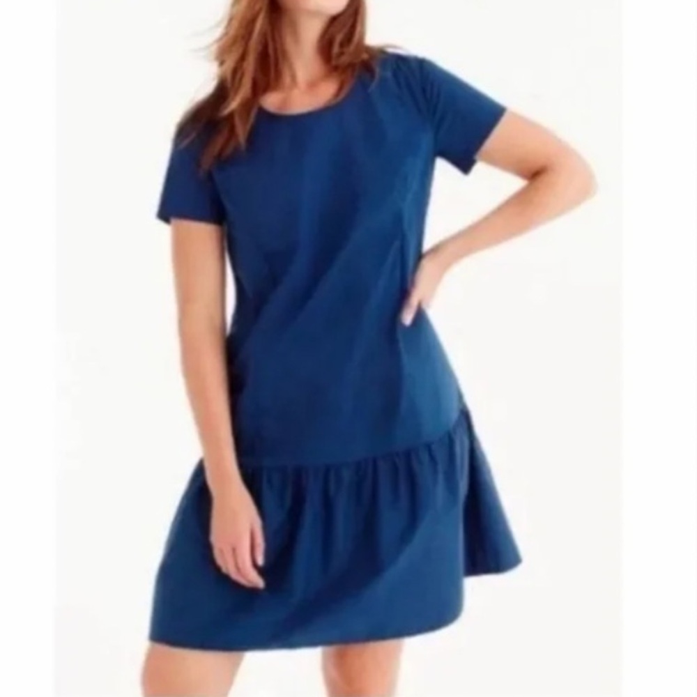 Universal Standard X J. Crew Blue Drop Waist Shirt Sleeve Dress